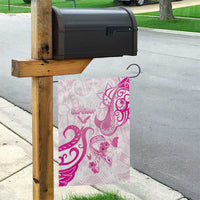 Breast Cancer Awareness Garden Flag Ribbon Polynesian Pattern White Version LT05 - Polynesian Pride