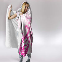 Breast Cancer Awareness Hooded Blanket Ribbon Polynesian Pattern White Version LT05 - Polynesian Pride