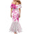 Personalised Breast Cancer Awareness Mermaid Dress Ribbon Polynesian Pattern White Version