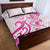 Breast Cancer Awareness Quilt Bed Set Ribbon Polynesian Pattern White Version