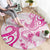 Breast Cancer Awareness Round Carpet Ribbon Polynesian Pattern White Version