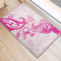 Breast Cancer Awareness Rubber Doormat Ribbon Polynesian Pattern White Version LT05 - Polynesian Pride