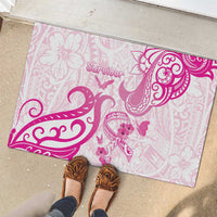 Breast Cancer Awareness Rubber Doormat Ribbon Polynesian Pattern White Version LT05 - Polynesian Pride