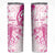 Personalised Breast Cancer Awareness Skinny Tumbler Ribbon Polynesian Pattern White Version