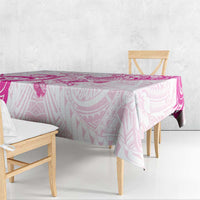 Breast Cancer Awareness Tablecloth Ribbon Polynesian Pattern White Version LT05 - Polynesian Pride