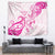 Breast Cancer Awareness Tapestry Ribbon Polynesian Pattern White Version