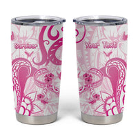 Personalised Breast Cancer Awareness Tumbler Cup Ribbon Polynesian Pattern White Version LT05 White - Polynesian Pride