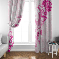 Breast Cancer Awareness Window Curtain Ribbon Polynesian Pattern White Version LT05 - Polynesian Pride