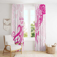 Breast Cancer Awareness Window Curtain Ribbon Polynesian Pattern White Version LT05 - Polynesian Pride
