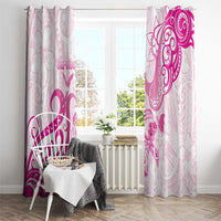 Breast Cancer Awareness Window Curtain Ribbon Polynesian Pattern White Version LT05 - Polynesian Pride
