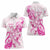 Personalised Breast Cancer Awareness Women Polo Shirt Ribbon Polynesian Pattern White Version