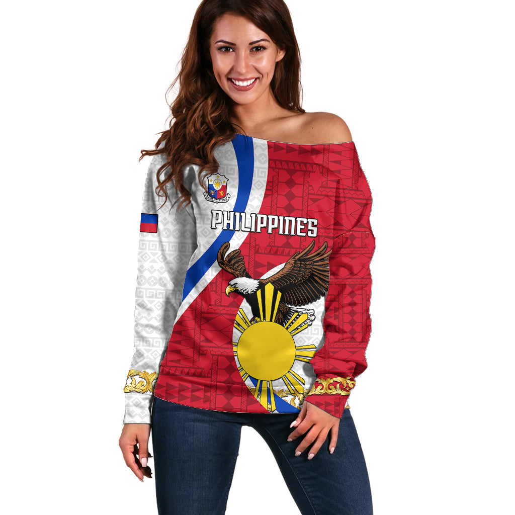 personalized-philippines-off-shoulder-sweater-the-eight-rayed-sun-bald-eagle-polynesian-pattern