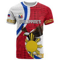 Personalized Philippines T Shirt The Eight-Rayed Sun Bald Eagle Polynesian Pattern LT05 Red - Polynesian Pride