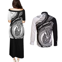 Go Fishing Couples Matching Puletasi Dress and Long Sleeve Button Shirts Polynesian Pattern LT05 - Polynesian Pride