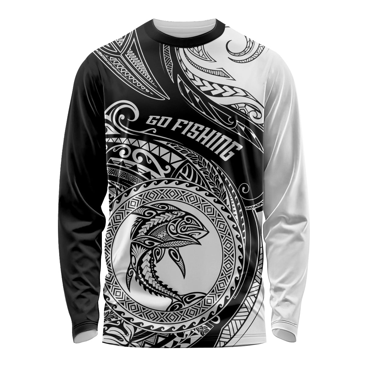 Go Fishing Long Sleeve Shirt Polynesian Pattern LT05 Unisex Black - Polynesian Pride