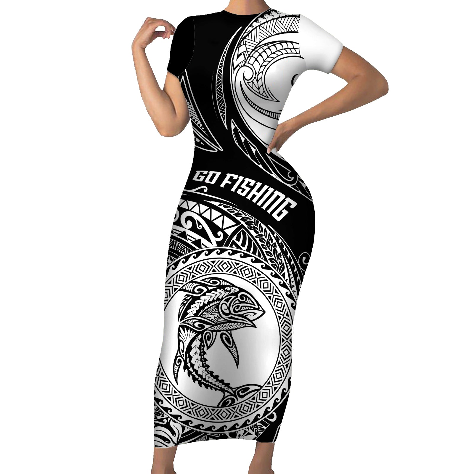 go-fishing-short-sleeve-bodycon-dress-polynesian-pattern