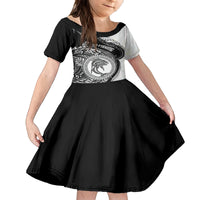 Personalized Go Fishing Kid Short Sleeve Dress Polynesian Pattern LT05 KID Black - Polynesian Pride