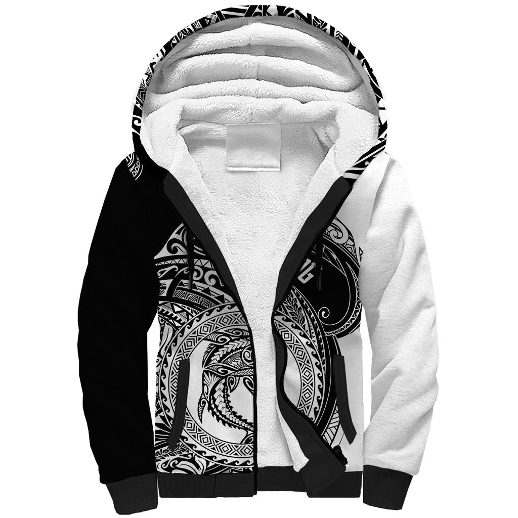 Personalized Go Fishing Sherpa Hoodie Polynesian Pattern LT05 Unisex Black - Polynesian Pride
