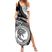Personalized Go Fishing Summer Maxi Dress Polynesian Pattern LT05 Women Black - Polynesian Pride
