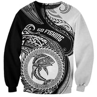 Personalized Go Fishing Sweatshirt Polynesian Pattern LT05 Unisex Black - Polynesian Pride