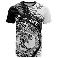 Personalized Go Fishing T Shirt Polynesian Pattern LT05 Black - Polynesian Pride