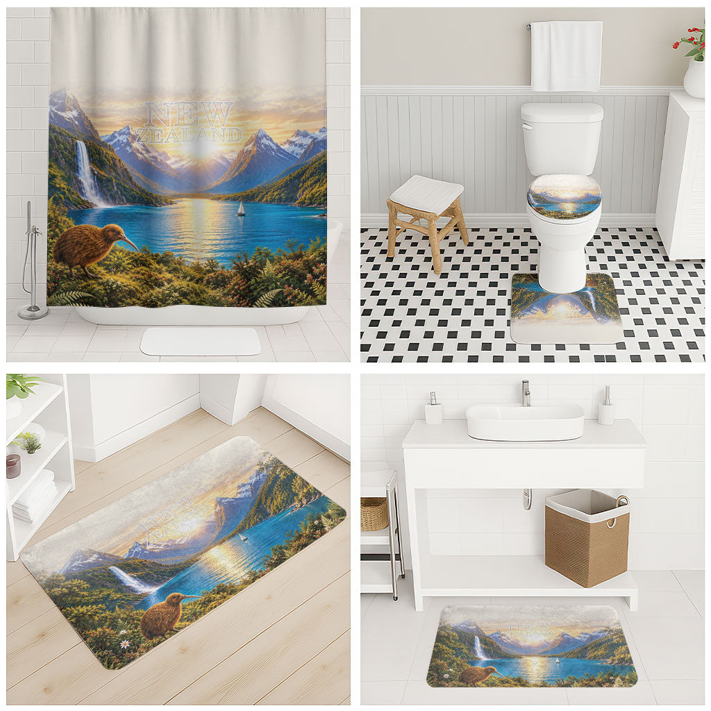 New Zealand Flag Bathroom Set Scenic Nature LT05 - Polynesian Pride