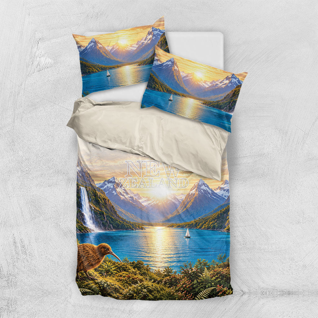 New Zealand Flag Bedding Set Scenic Nature LT05 US Twin 172cm x 218cm Multicolor - Polynesian Pride