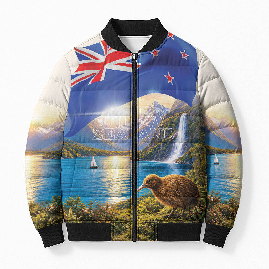 New Zealand Flag Bomber Puffer Jacket Scenic Nature LT05 Unisex Multicolor - Polynesian Pride