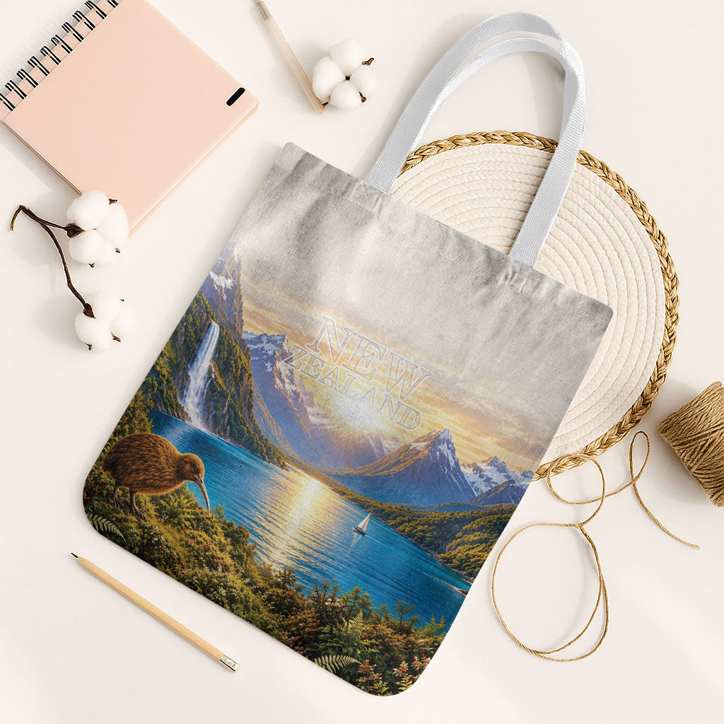 New Zealand Flag Tote Bag Scenic Nature LT05 White Strap One Size Multicolor - Polynesian Pride