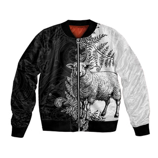 New Zealand Aotearoa Hipi Bomber Jacket Maori Pattern LT05 - Unisex / S / Black
