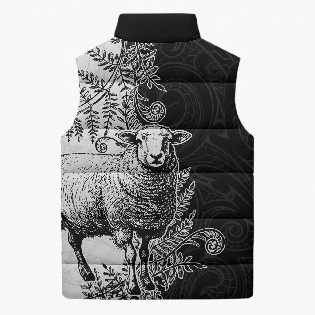 New Zealand Aotearoa Hipi Sleeveless Puffer Jacket Maori Pattern LT05 - Polynesian Pride