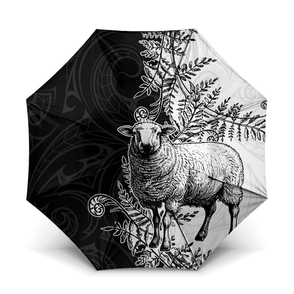New Zealand Aotearoa Hipi Umbrella Maori Pattern LT05 One Size Folded 11.42 inch Opened Diameter 37.4 inch Black - Polynesian Pride