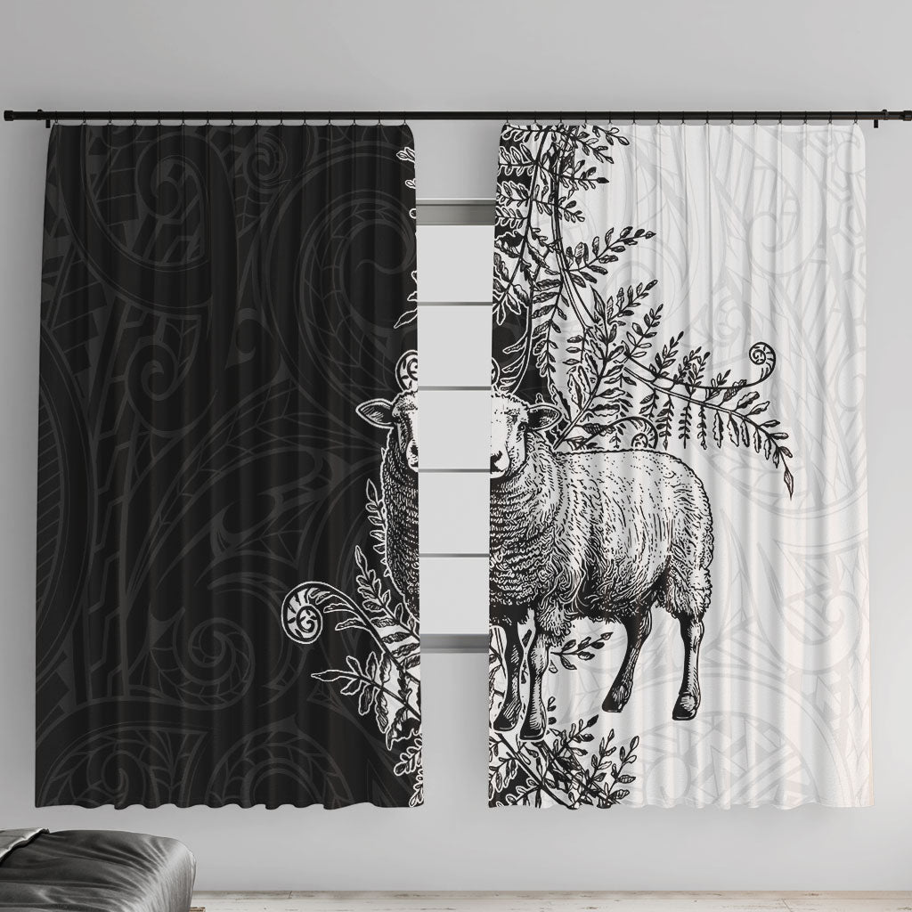 New Zealand Aotearoa Hipi Window Curtain Maori Pattern LT05 With Hooks Black - Polynesian Pride
