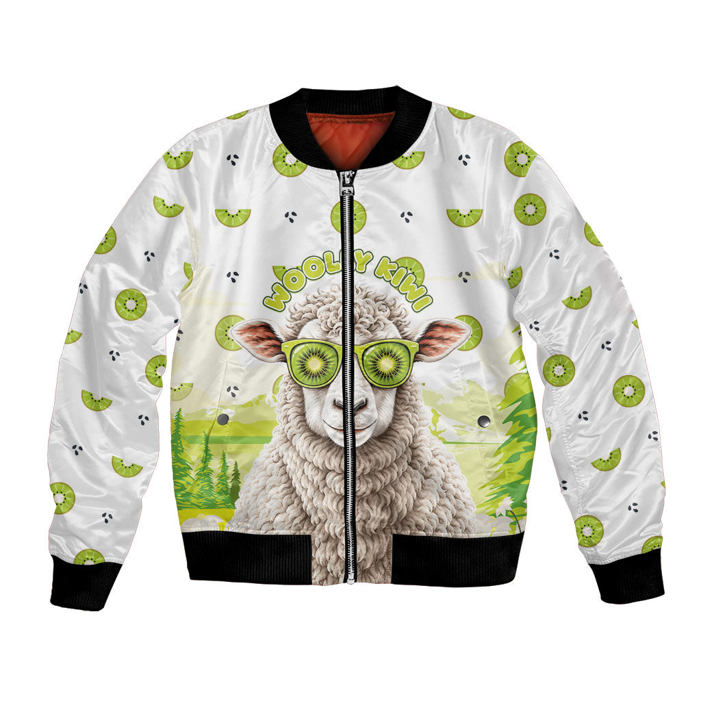 New Zealand Funny Woolly Kiwi Sheep Bomber Jacket LT05 Unisex White - Polynesian Pride