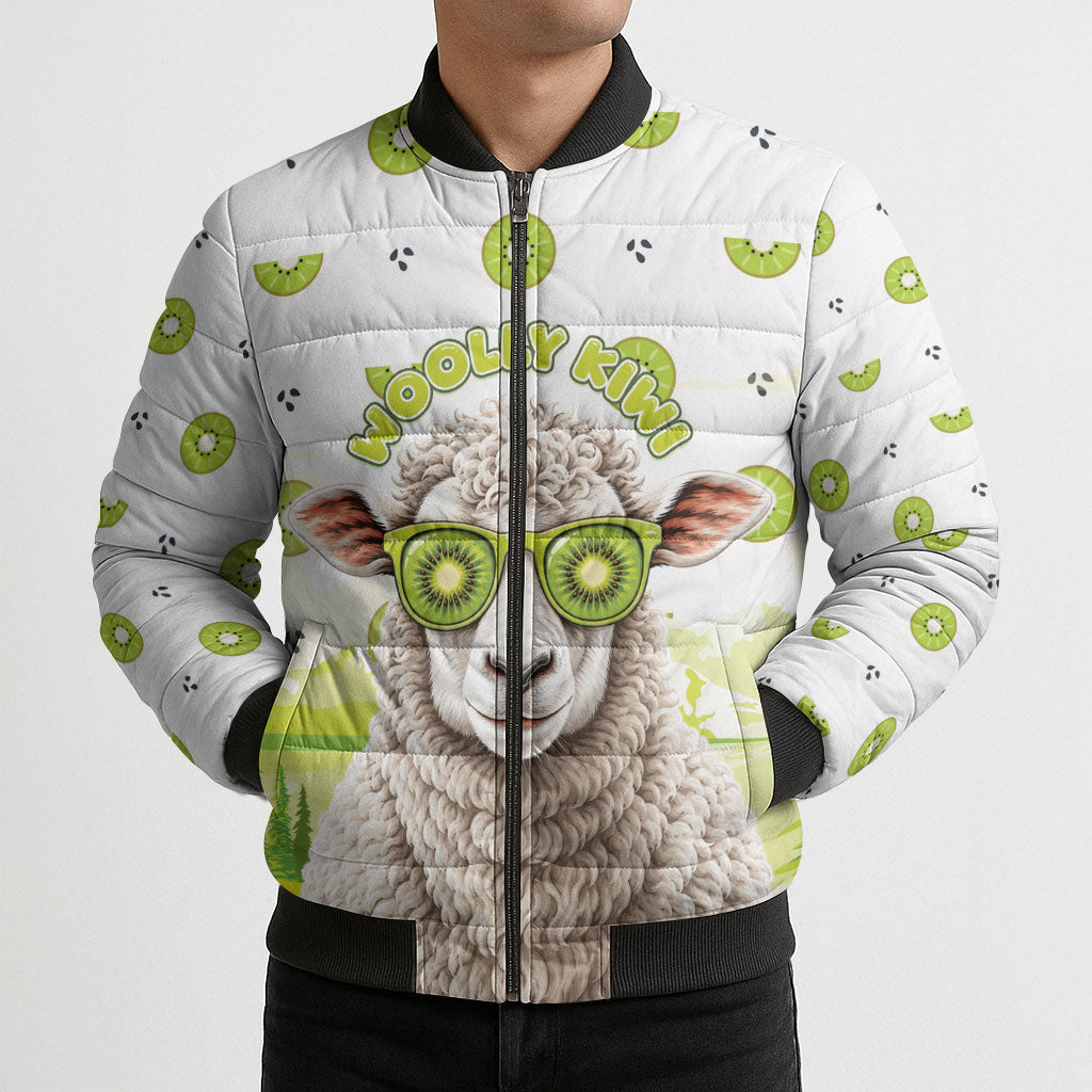 New Zealand Funny Woolly Kiwi Sheep Bomber Puffer Jacket LT05 - Polynesian Pride