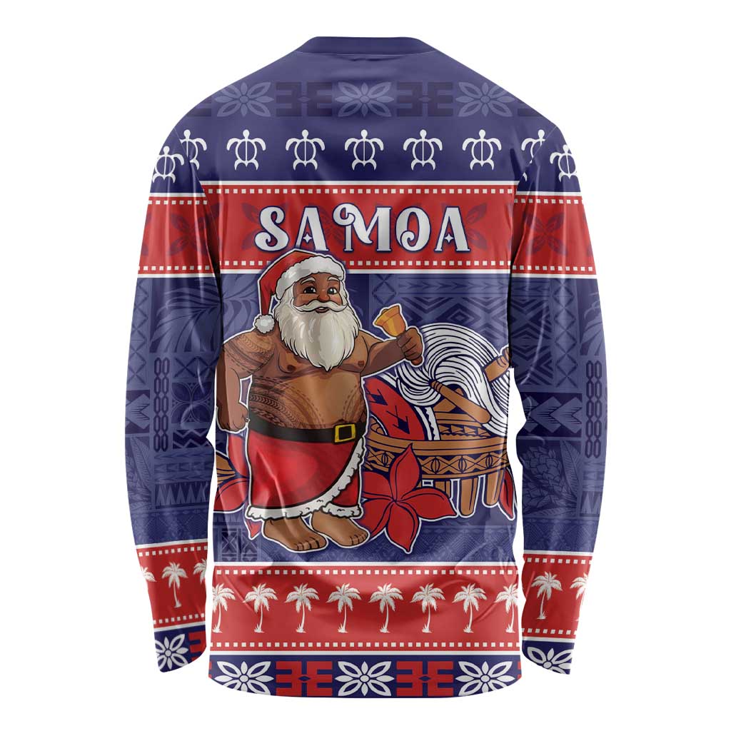 Samoa Christmas Long Sleeve Shirt Samoan Santa Claus Manuia Le Kerisimasi