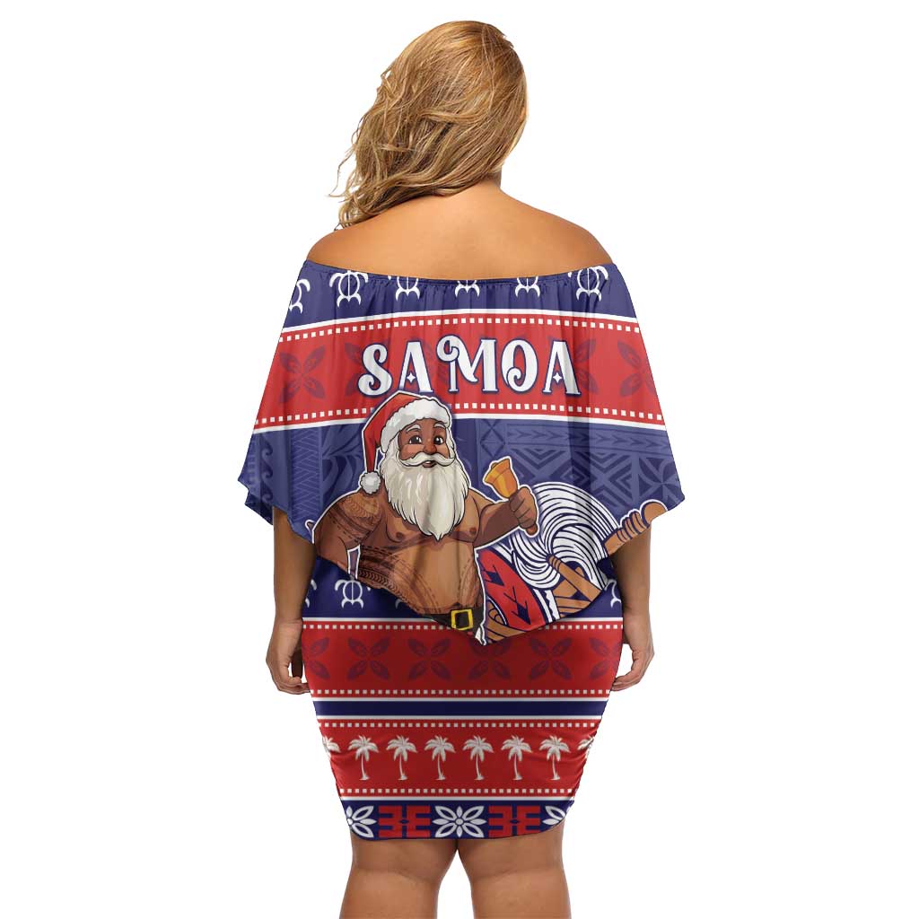 Samoa Christmas Off Shoulder Short Dress Samoan Santa Claus Manuia Le Kerisimasi