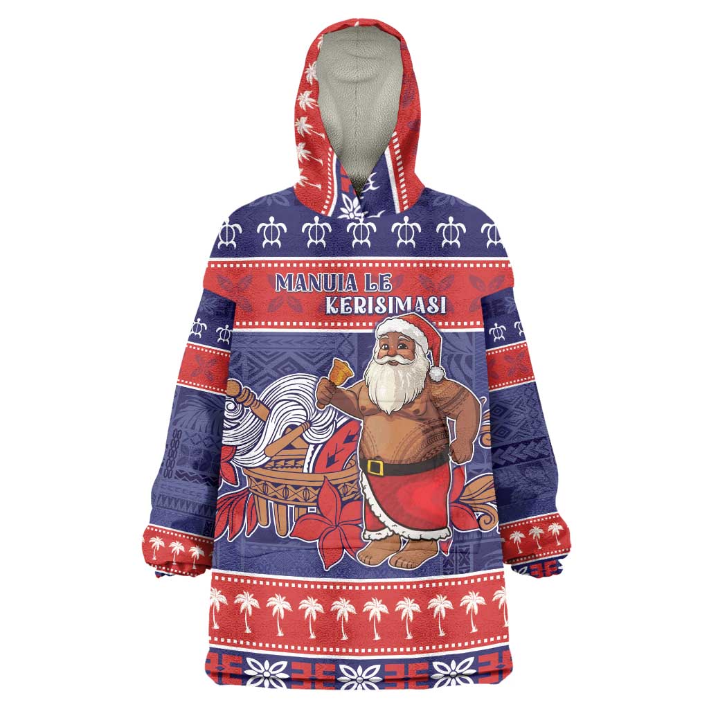 Samoa Christmas Wearable Blanket Hoodie Samoan Santa Claus Manuia Le Kerisimasi