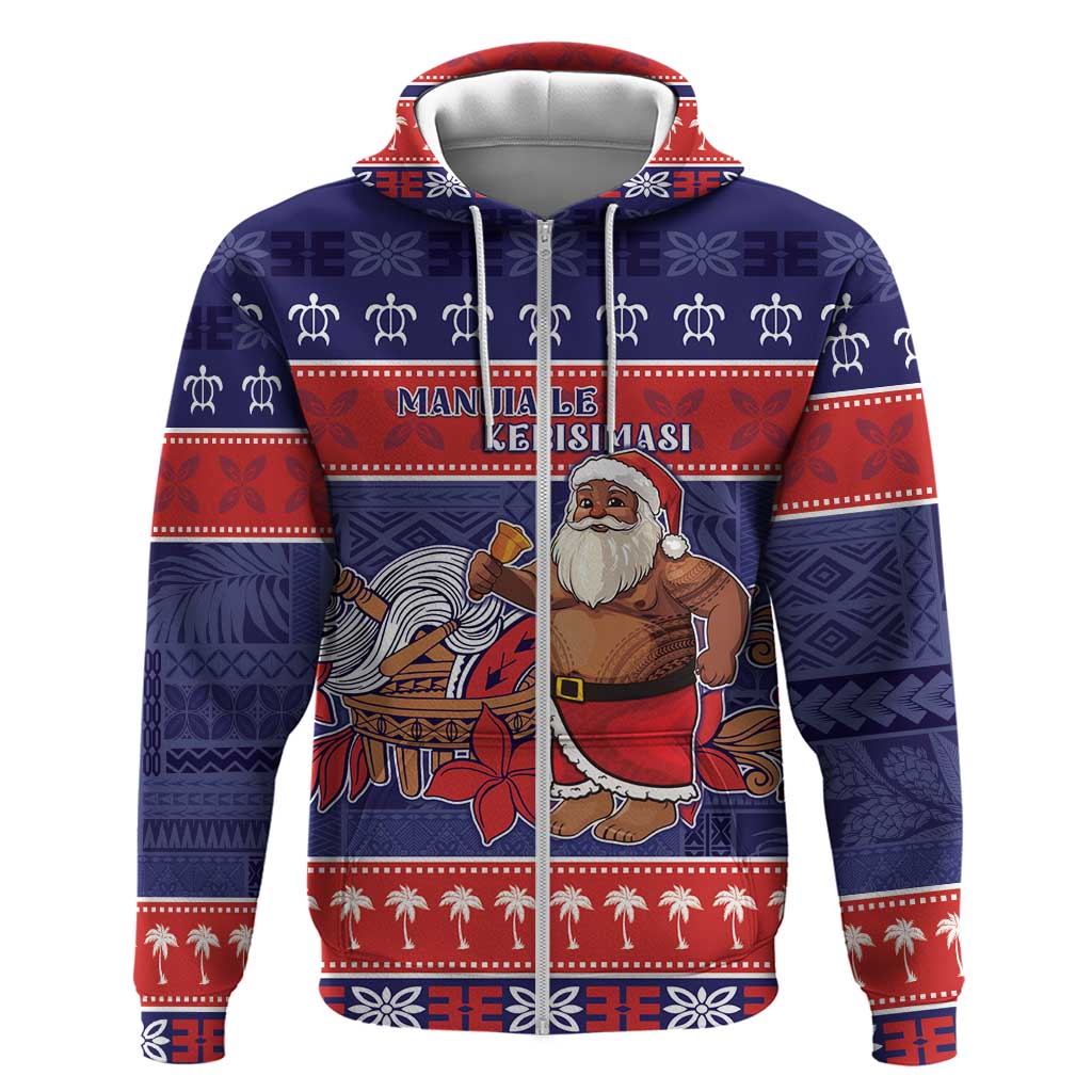 Samoa Christmas Zip Hoodie Samoan Santa Claus Manuia Le Kerisimasi