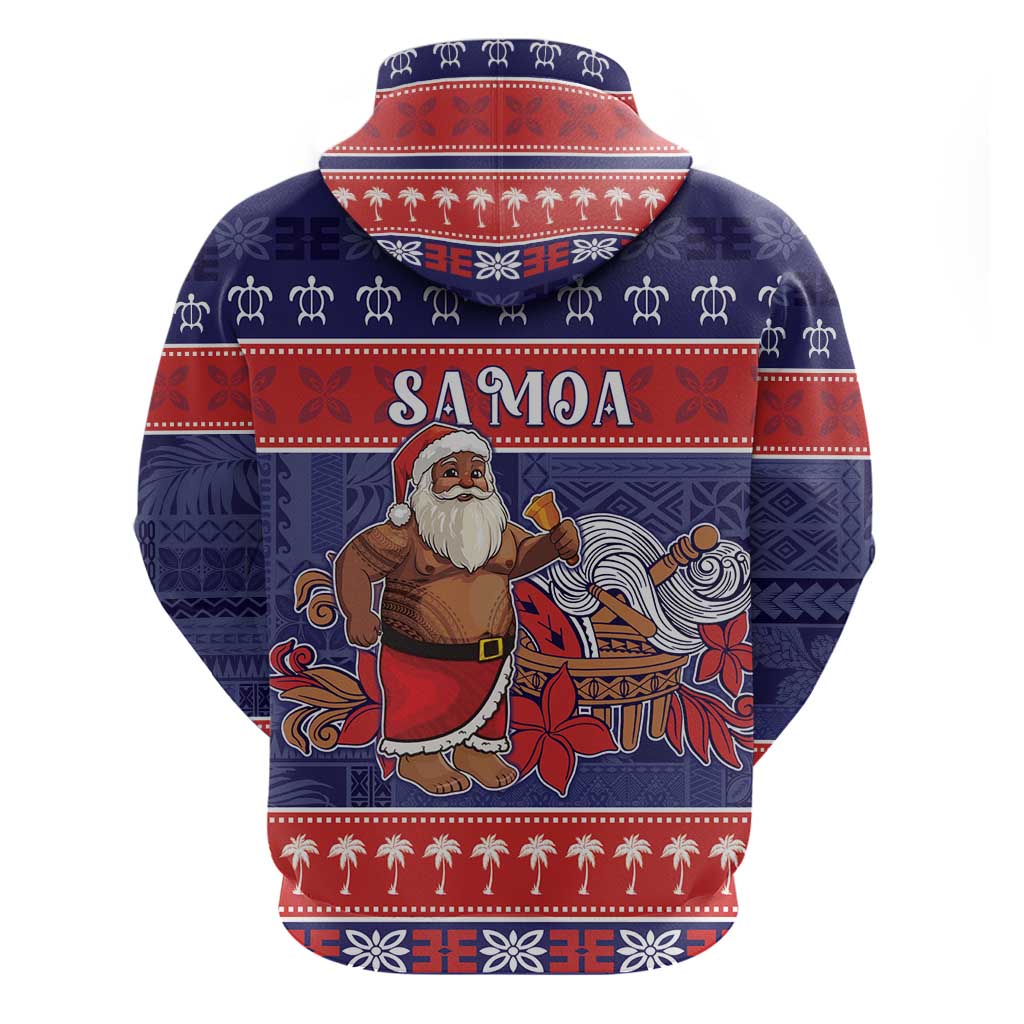Samoa Christmas Zip Hoodie Samoan Santa Claus Manuia Le Kerisimasi