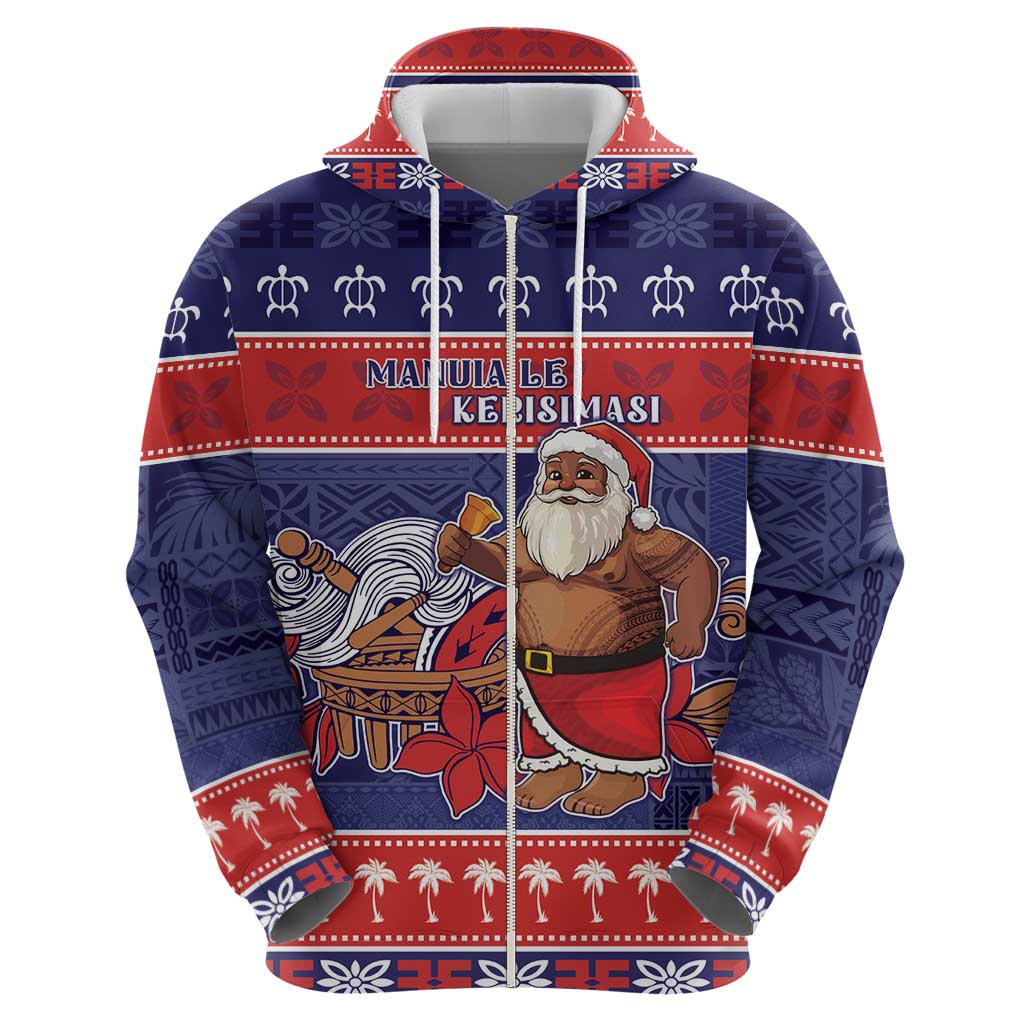 Samoa Christmas Zip Hoodie Samoan Santa Claus Manuia Le Kerisimasi