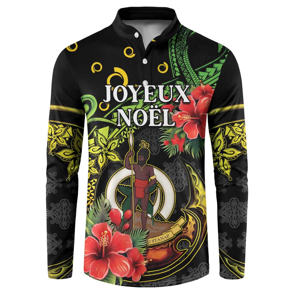 Love Vanuatu Christmas Button Sweatshirt God Yumi Polynesian Tribal Pattern LT05 Black - Polynesian Pride