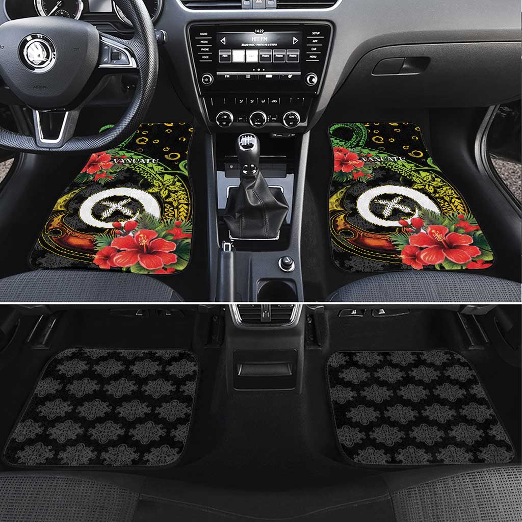 Love Vanuatu Christmas Car Mats God Yumi Polynesian Tribal Pattern LT05 Set 4pcs Black - Polynesian Pride