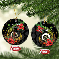 Love Vanuatu Christmas Ceramic Ornament God Yumi Polynesian Tribal Pattern LT05 Circle Black - Polynesian Pride