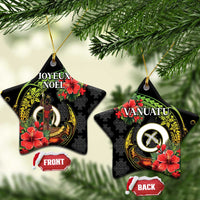 Love Vanuatu Christmas Ceramic Ornament God Yumi Polynesian Tribal Pattern LT05 Star Black - Polynesian Pride