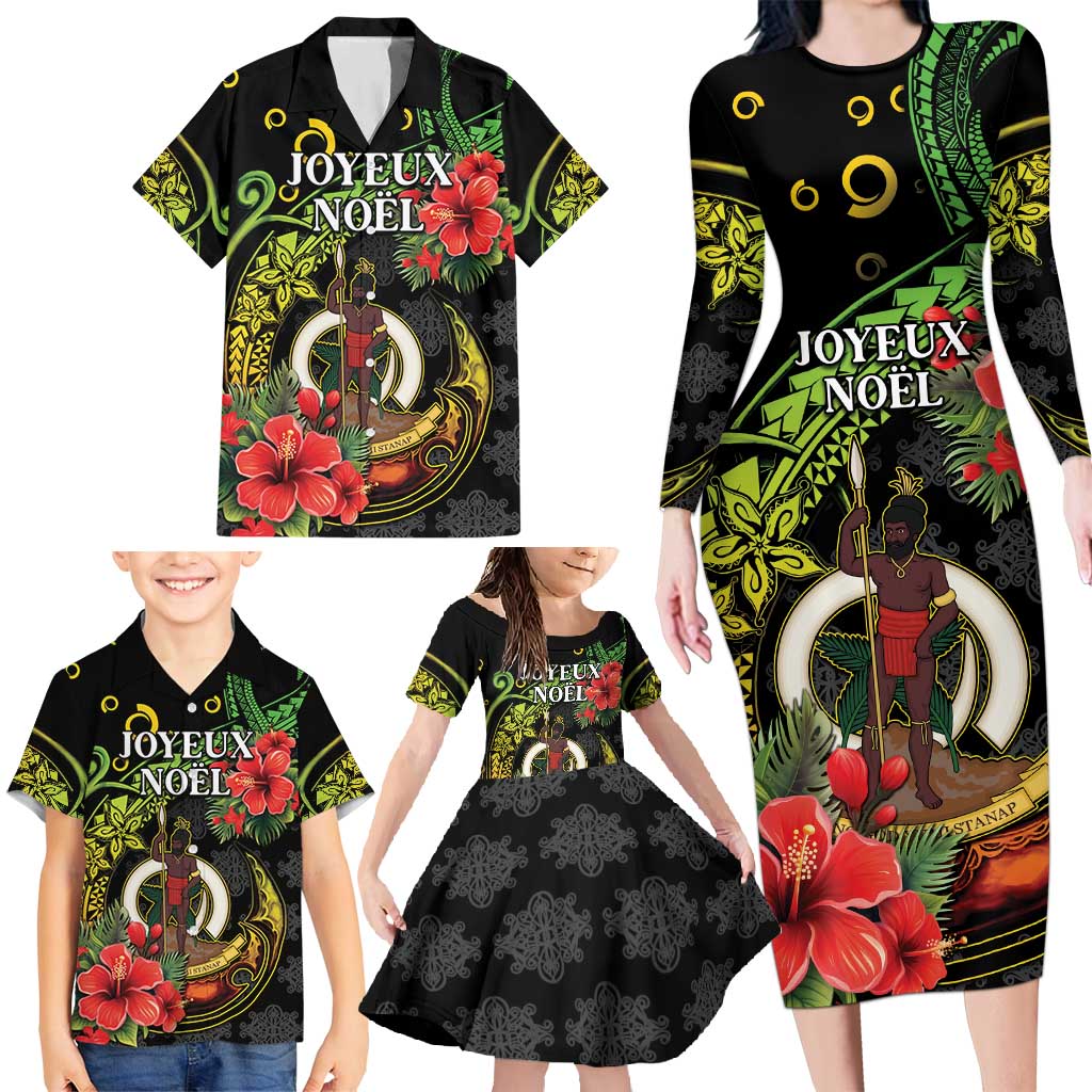 Love Vanuatu Christmas Family Matching Long Sleeve Bodycon Dress and Hawaiian Shirt God Yumi Polynesian Tribal Pattern