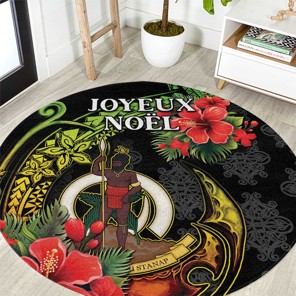 Love Vanuatu Christmas Round Carpet God Yumi Polynesian Tribal Pattern