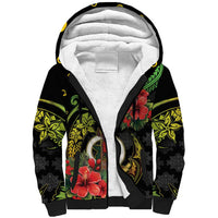 Love Vanuatu Christmas Sherpa Hoodie God Yumi Polynesian Tribal Pattern LT05 Unisex Black - Polynesian Pride