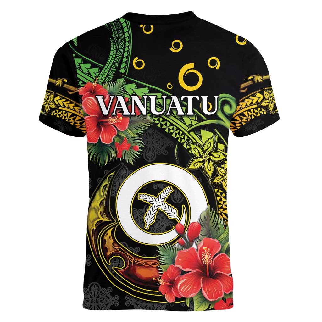 Love Vanuatu Christmas Women V-Neck T-Shirt God Yumi Polynesian Tribal Pattern LT05 - Polynesian Pride