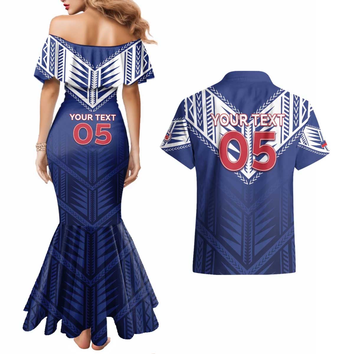 Super Toa Samoa Rugby Custom Couples Matching Mermaid Dress and Hawaiian Shirt Warrior Spirit LT05